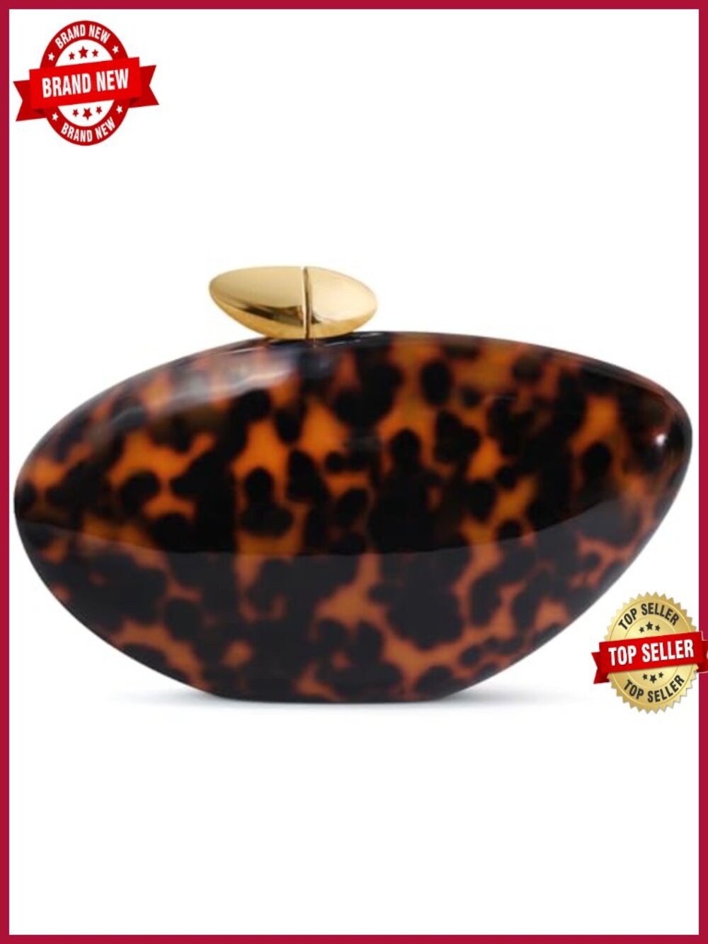 Acrylic Shell Clutch Purse, Marble Evening Bag with Magnetic Closure